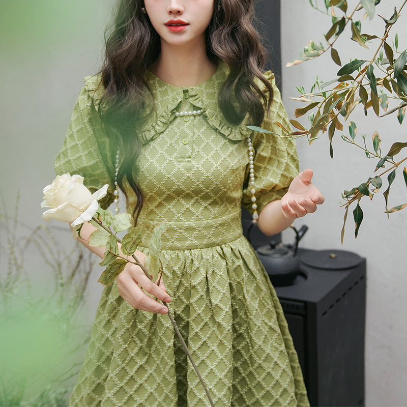 Matcha green plaid retro dress remulia Matcha green plaid retro dress remulia