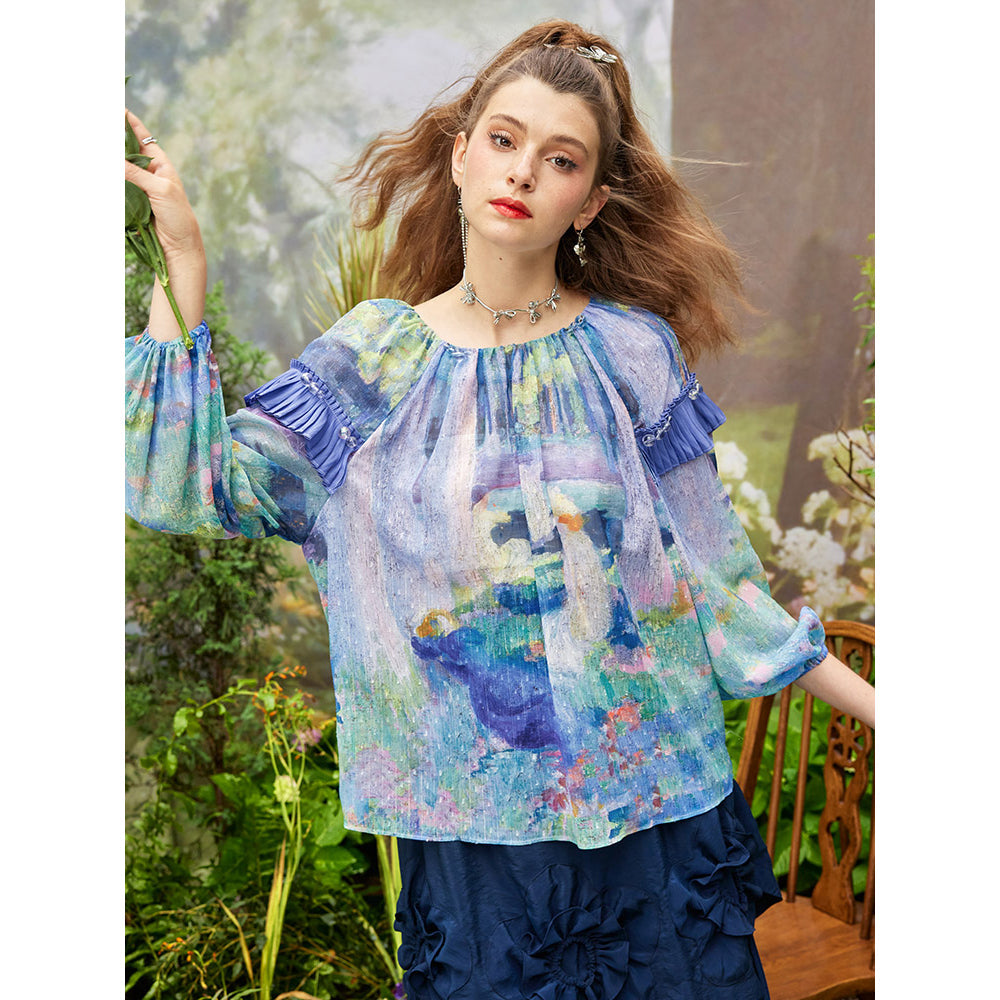 森の中の油彩画トップス