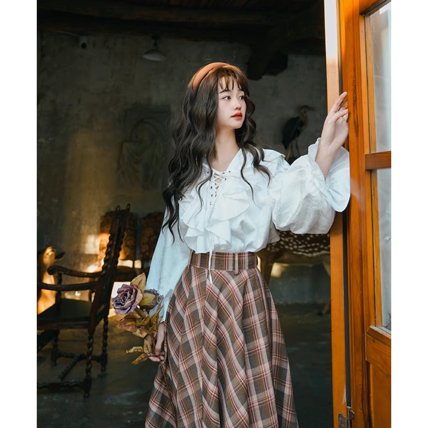 英国格子柄のアンブレラスカート