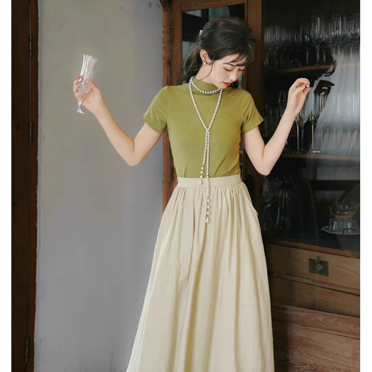 利休白茶のお嬢様のアンブレラスカート