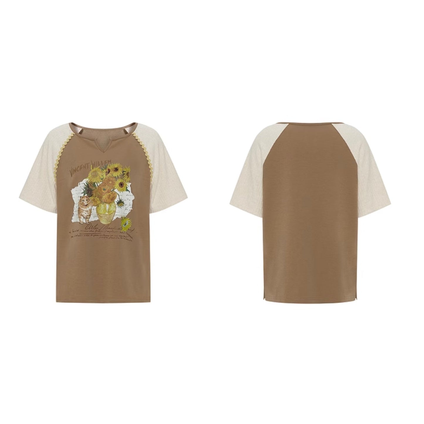 アイリスのある花瓶と花瓶の向日葵のTシャツ