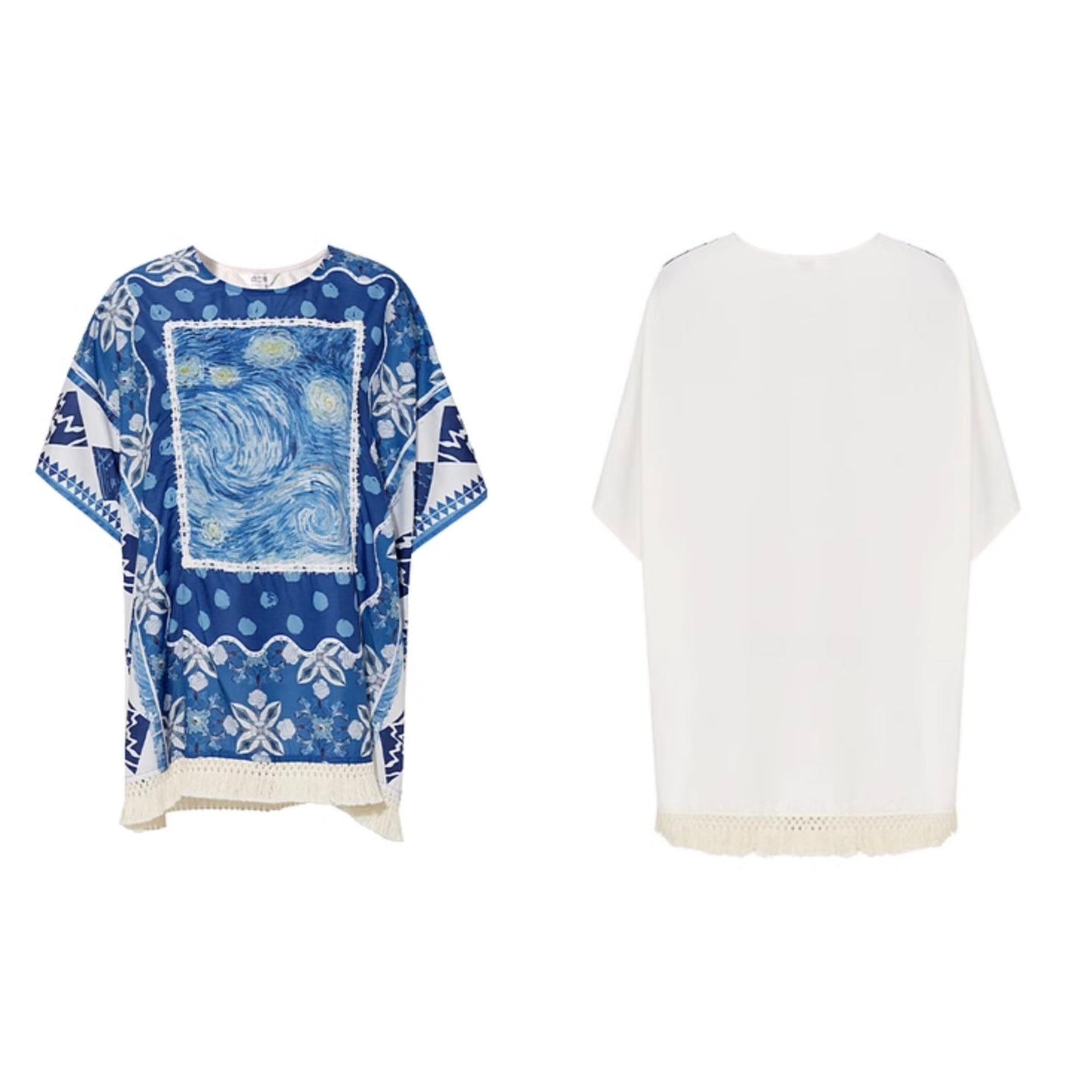 星月夜と道路工事の油彩画トップス