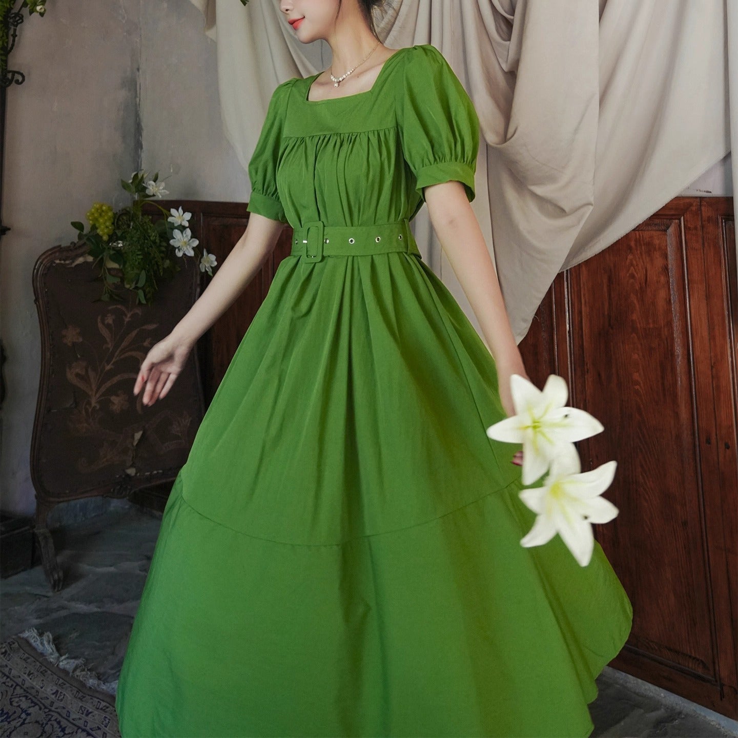 Deep Emerald Lady's Retro Dress – remulia