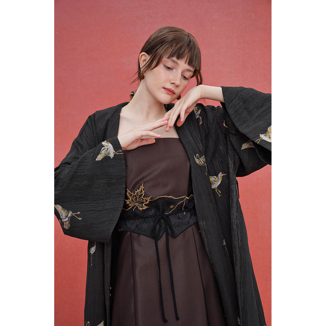 楓の葉の刺繍コルセット