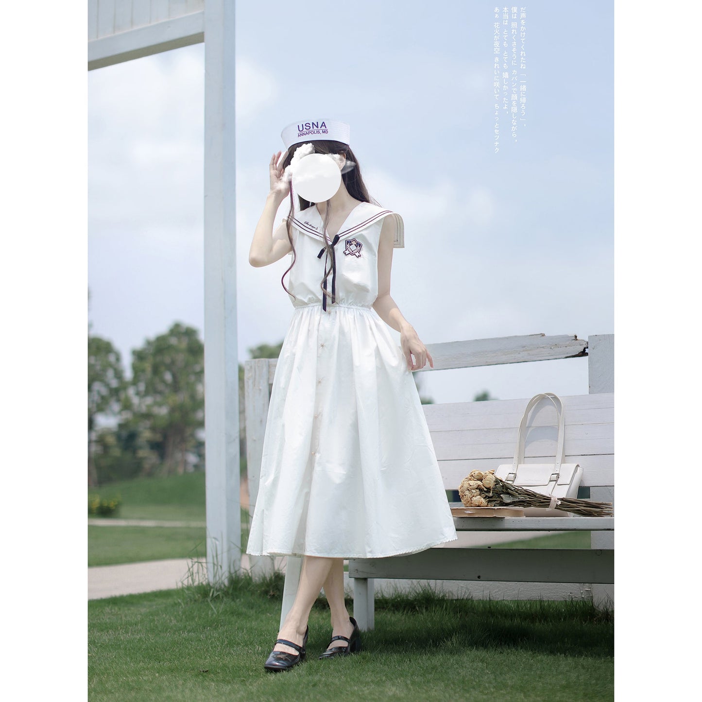 純白の文学セーラーワンピース