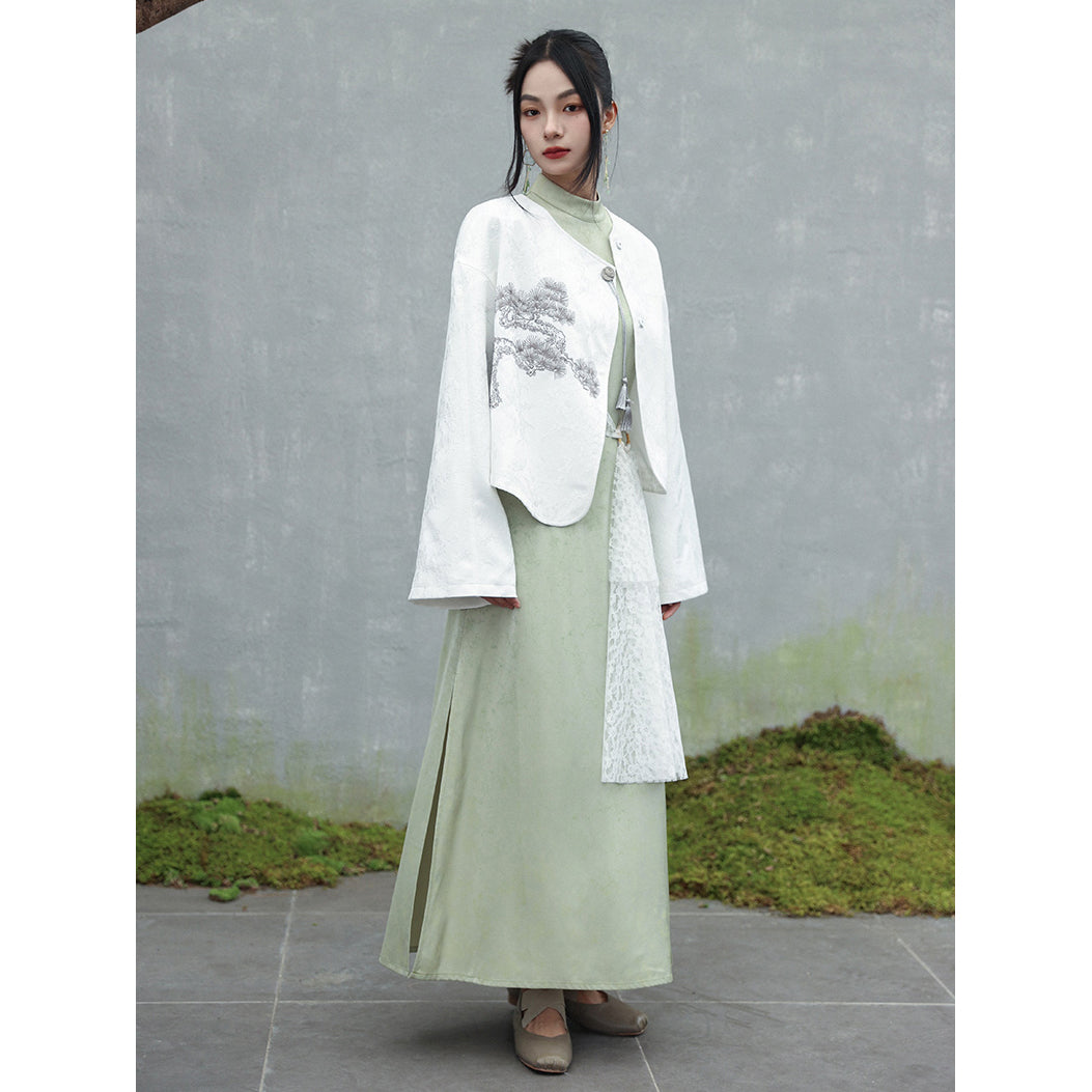 松の枝の刺繍チャイナジャケット