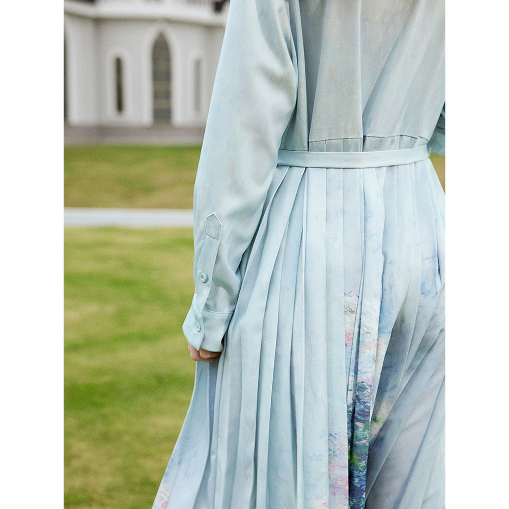 菊の花の油彩画ワンピースと付け襟