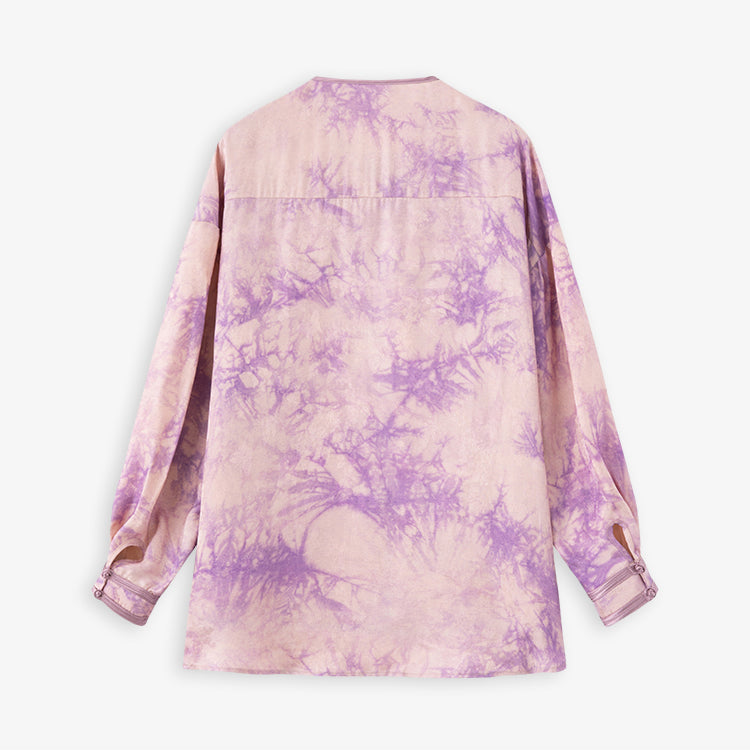 薄紫の滲み絵チャイナブラウス