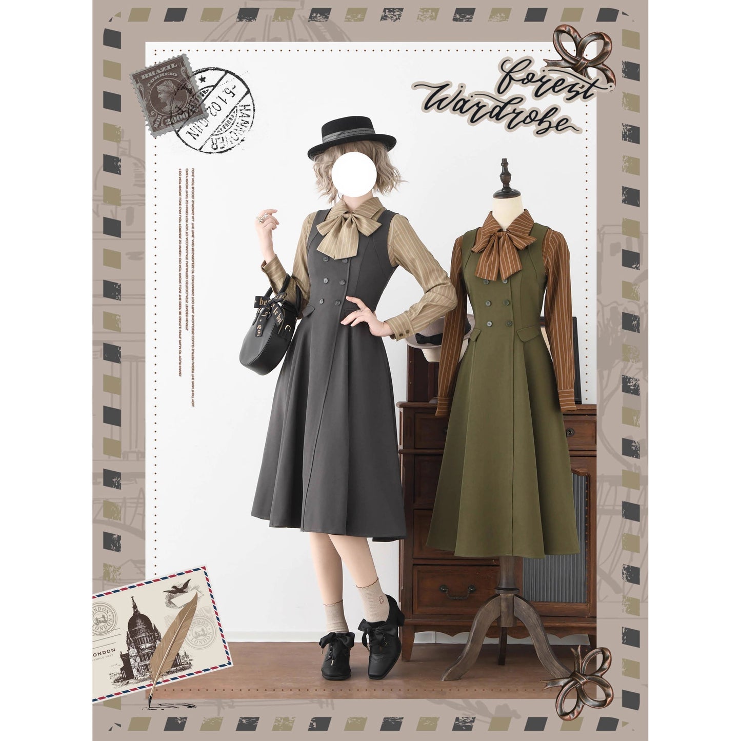 英国のお嬢様のブリティッシュジャンパースカート - Gray