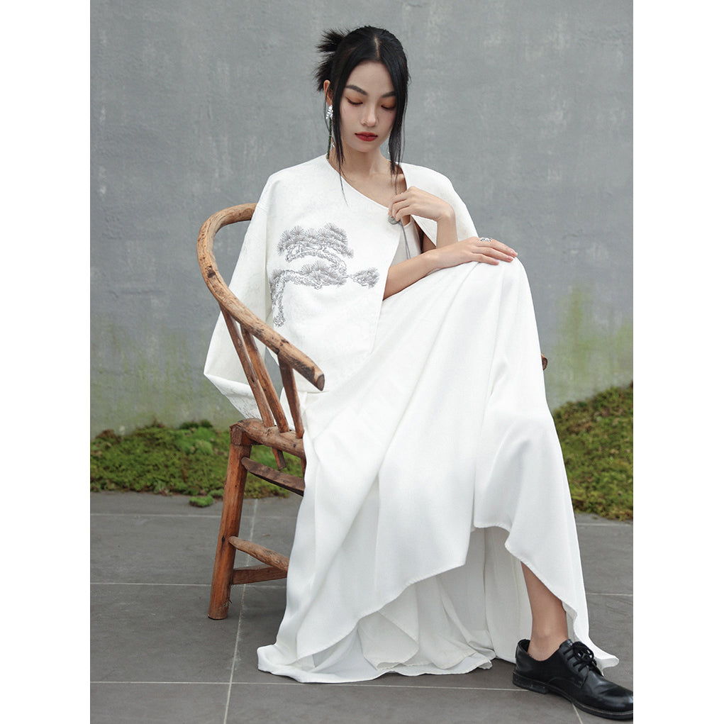 純白の令嬢ロングドレープスカート