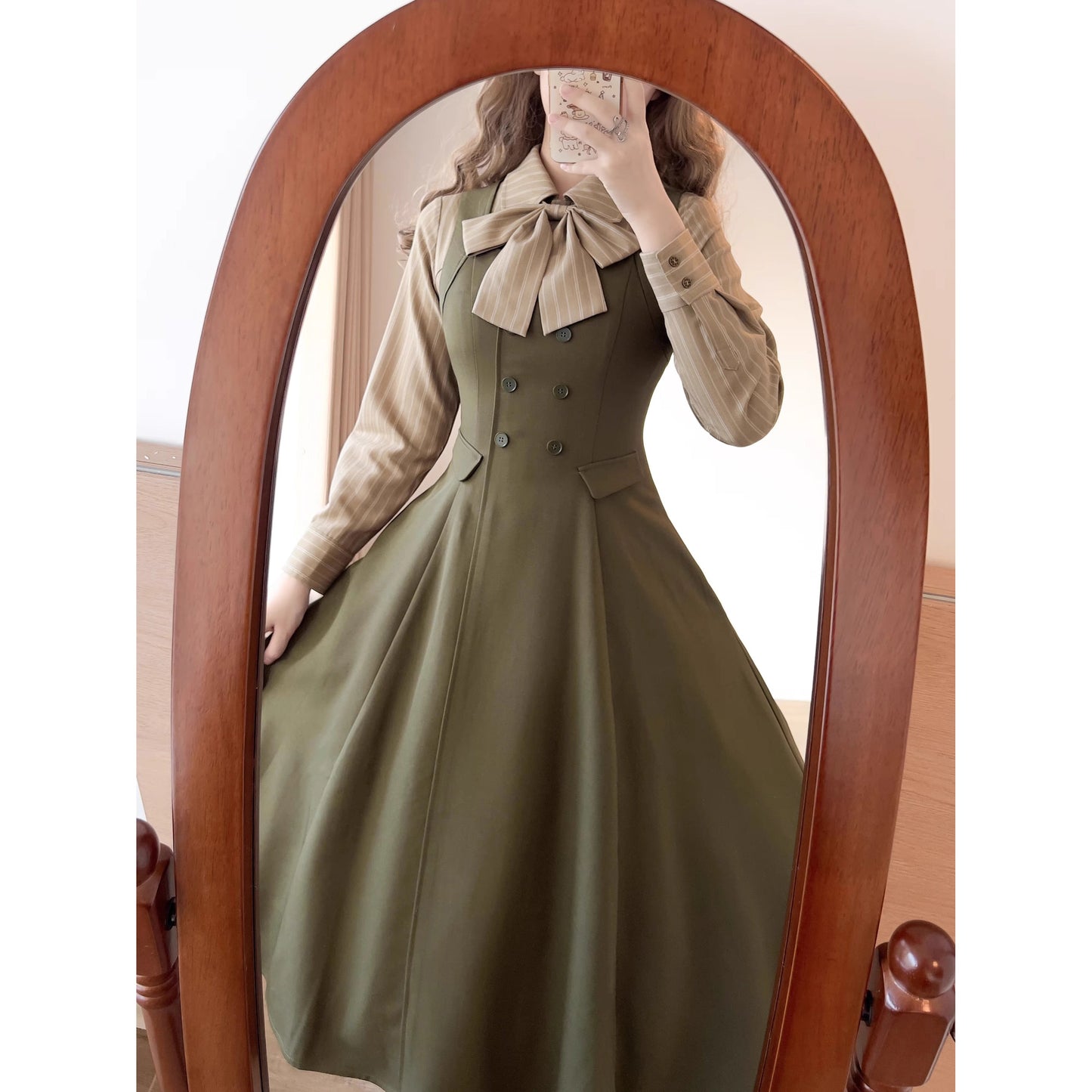 英国のお嬢様のブリティッシュジャンパースカート - Moss Green