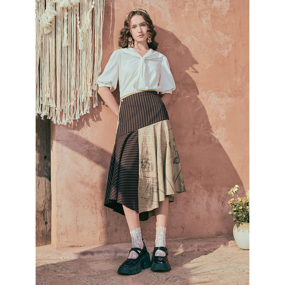 テオへの手紙と自画像のストライプスカート