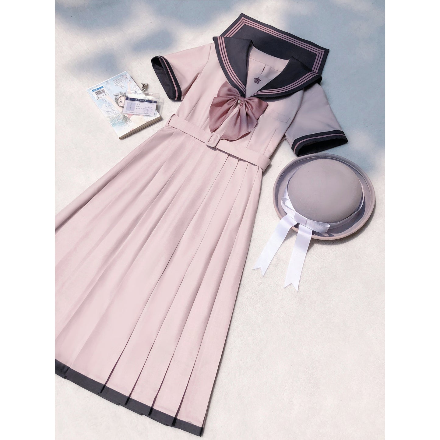 桃色のお嬢様の文学セーラーワンピース