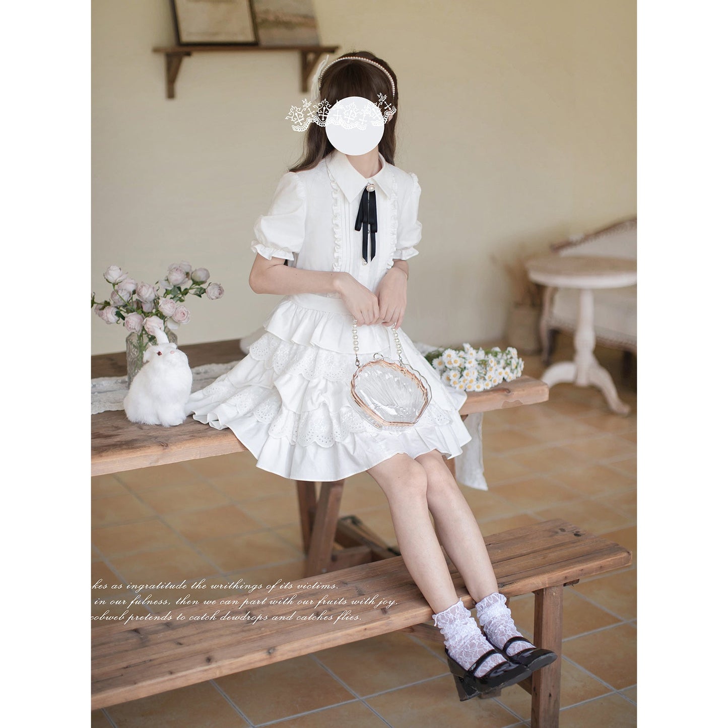 純白のお嬢様のティアードワンピース