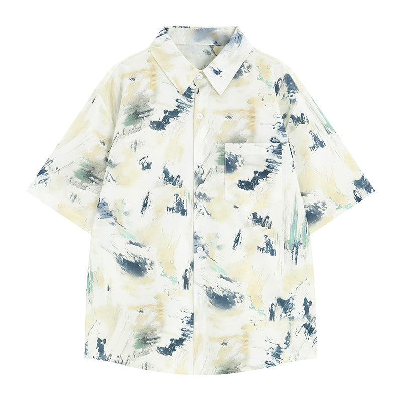 水墨の抽象画シャツ