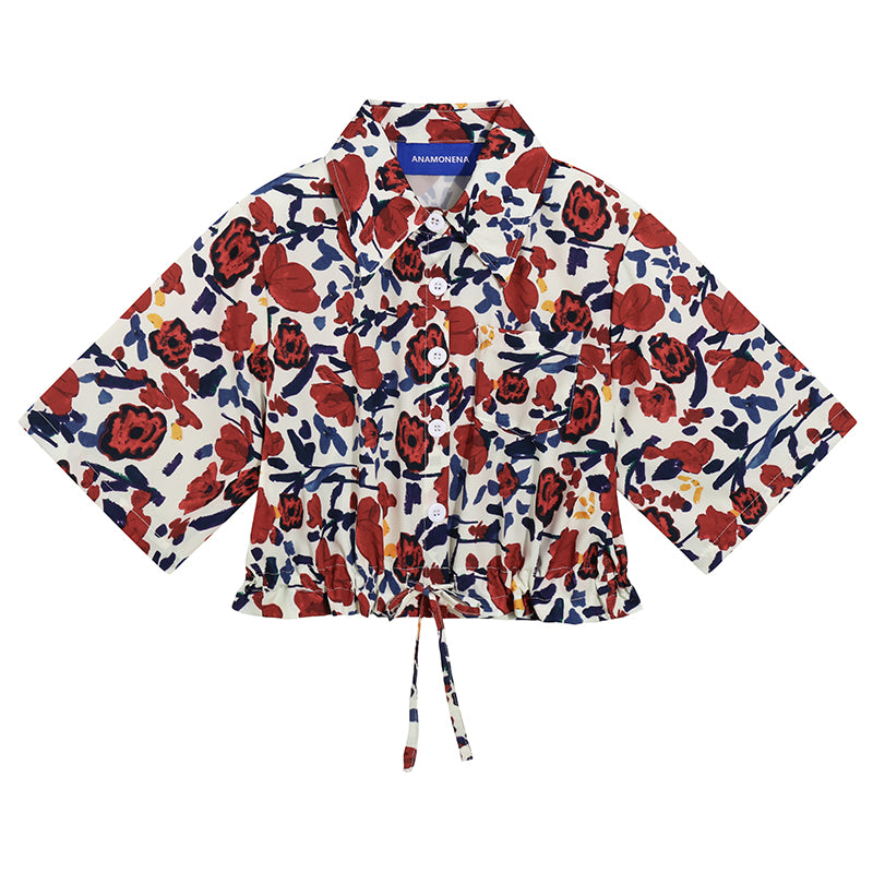 蘇芳の花群集ショートシャツ