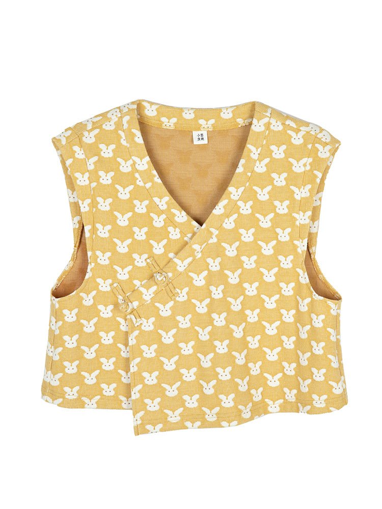 Rabbit Knit Loose Pullover V Neck Buttonless Vest