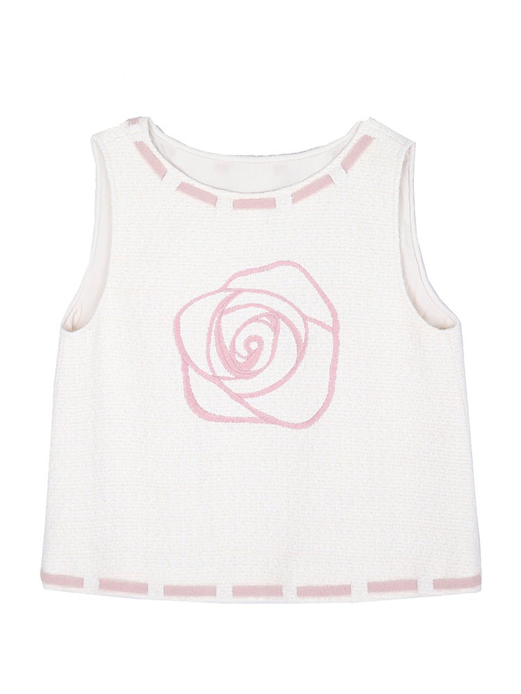 shallot good tailoring original rose embroidery knit vest
