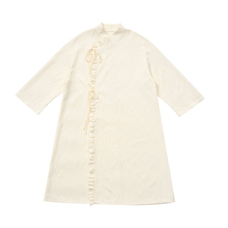 Stand Collar Side Tie Dark Pattern Cheongsam Dress