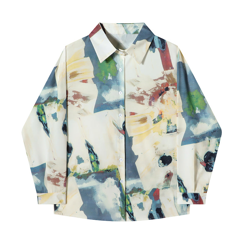 抽象の油彩画シャツ