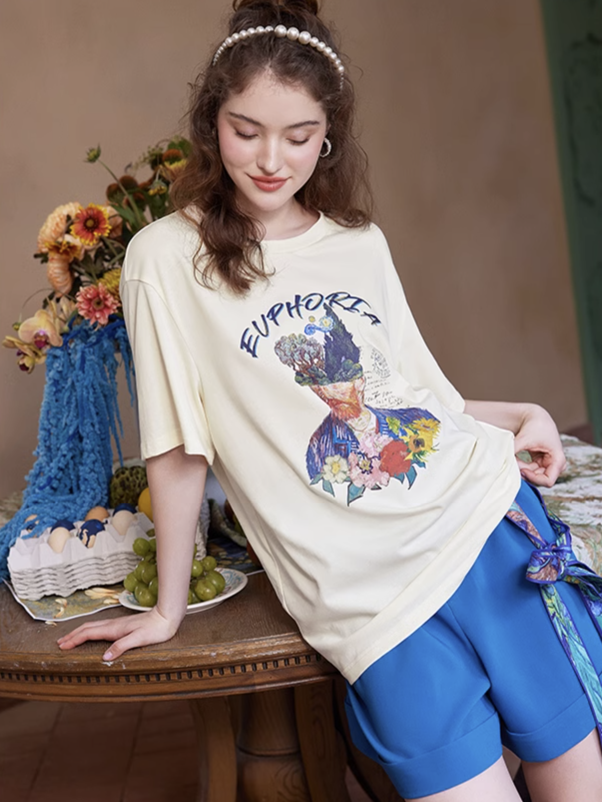 ゴッホの自画像のコラージュTシャツ