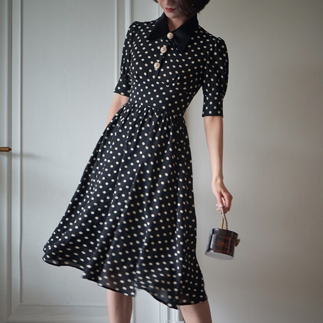 Ball gown retro polka dot dress – remulia