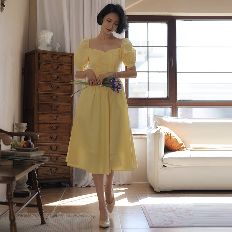 Pale Yellow Lady Hepburn Dress – remulia