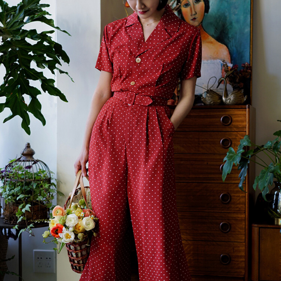 Young Lady's Polka Dot Retro Jumpsuit – Remulia