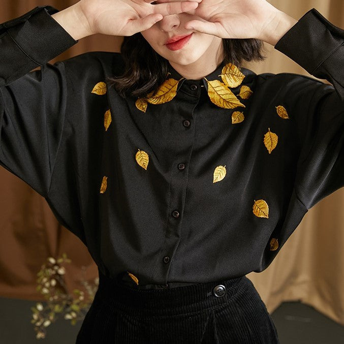 Gold leaf embroidery blouse – remulia