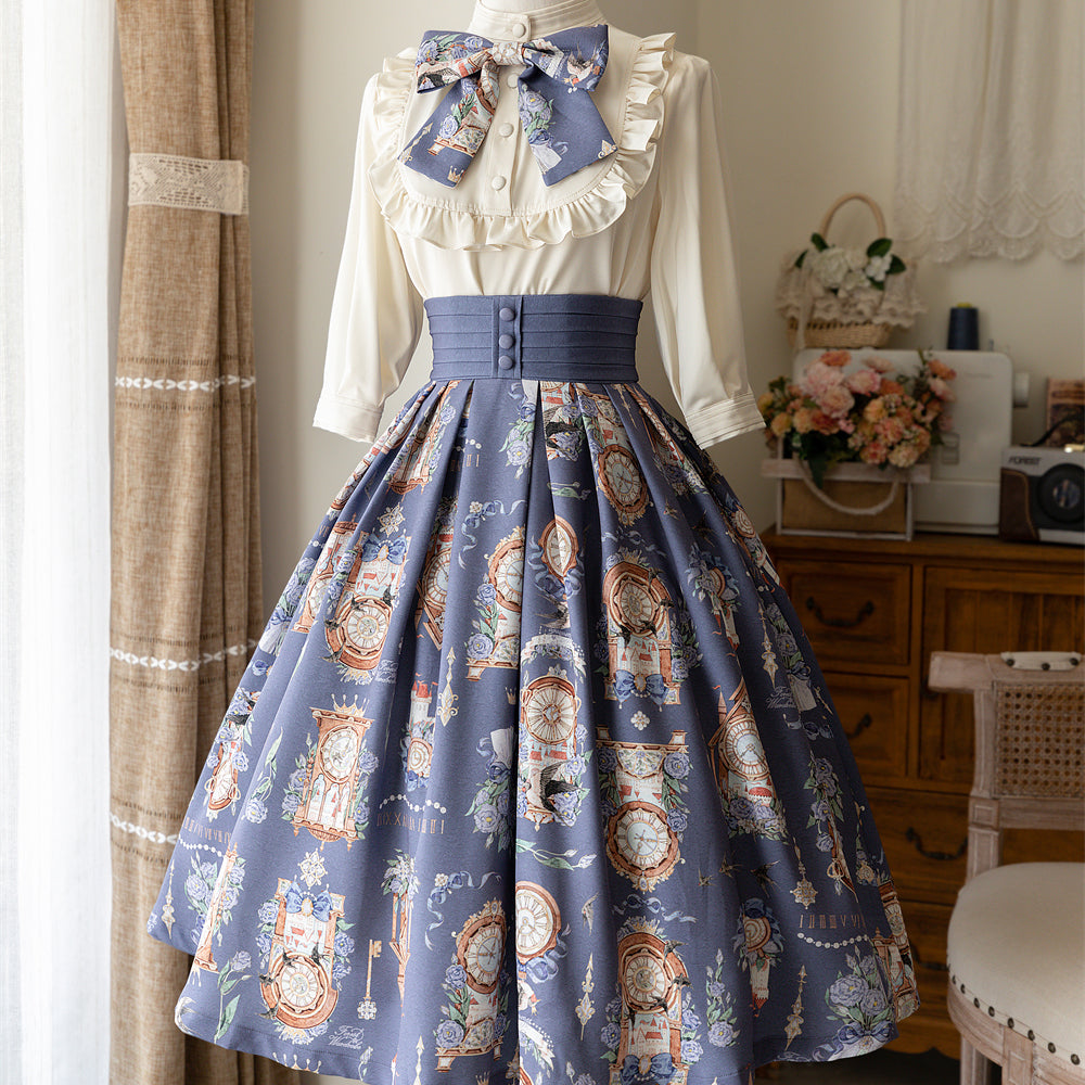 RakutaoPhantom echoes lead コルセットスカート Western clock corset skirt and high neck ribbon blouse (Wistalia