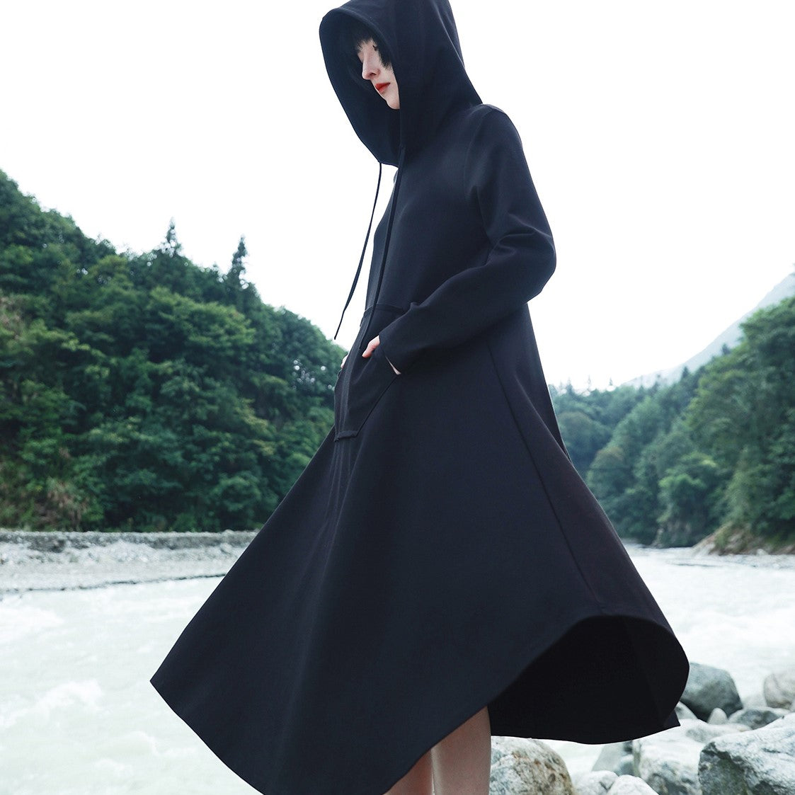 black hoodie dress black witch hoodie dress – remulia