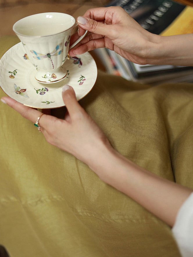 市紅茶のクラシカルリネンスカート