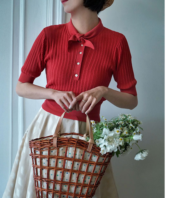 英国淑女の蝶結びブラウス