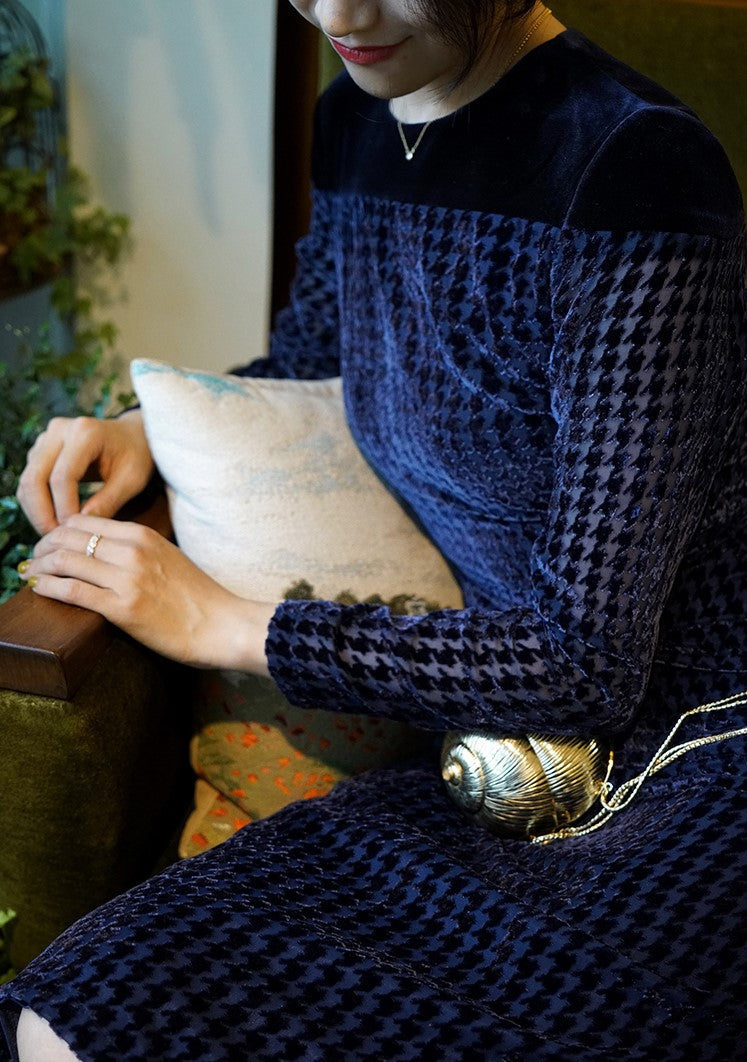 紺青ベルベットワンピース