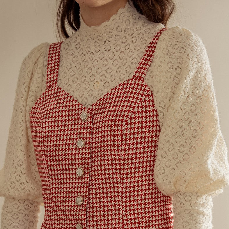 透かし模様フレンチトップス