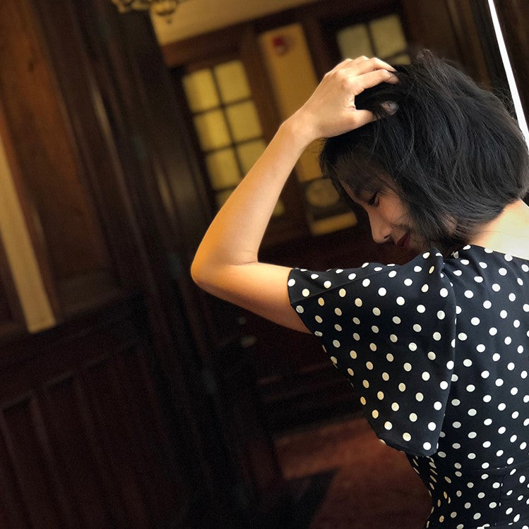 西洋異国のクラシック水玉ワンピース