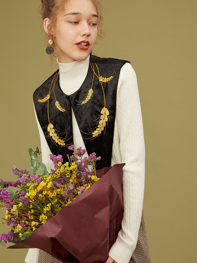 宮廷花刺繍の付け襟