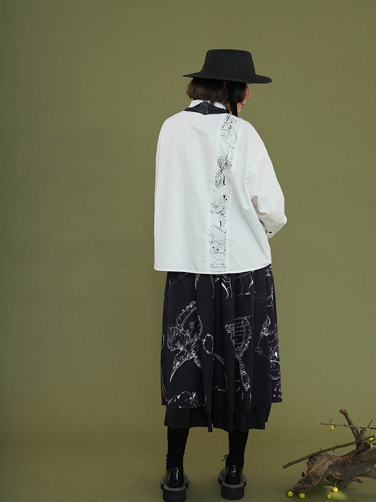 翡翠の刺繍襟ブラウス