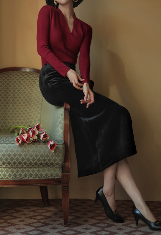 淑女のためのスリムウールニット