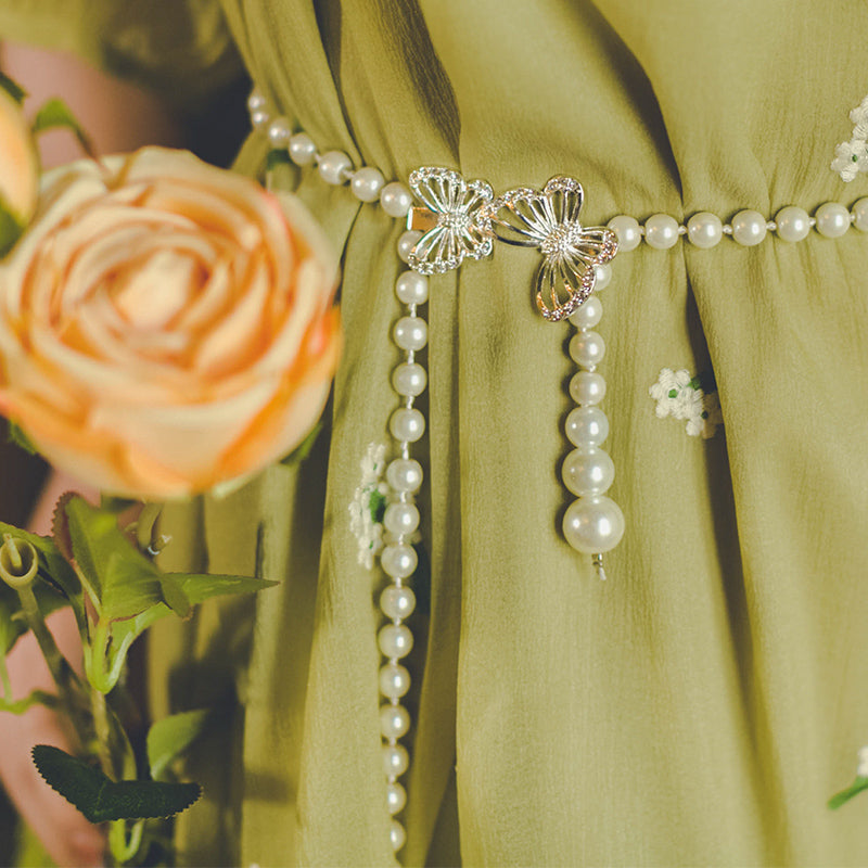 蝶と真珠のウエストチェーン