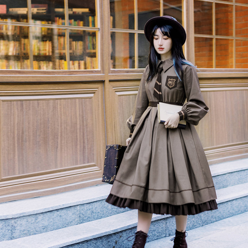 British literary girl classical dress and classical cape