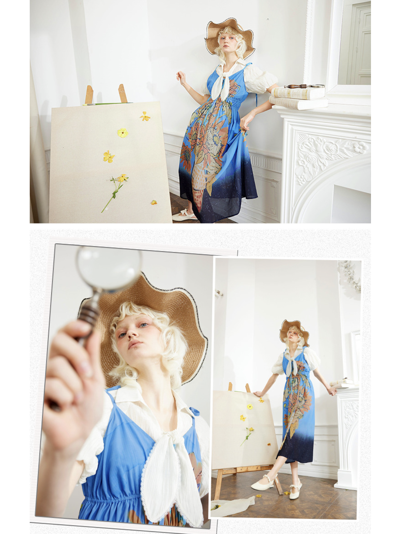 花瓶の向日葵とテオへの手紙のストラップワンピース