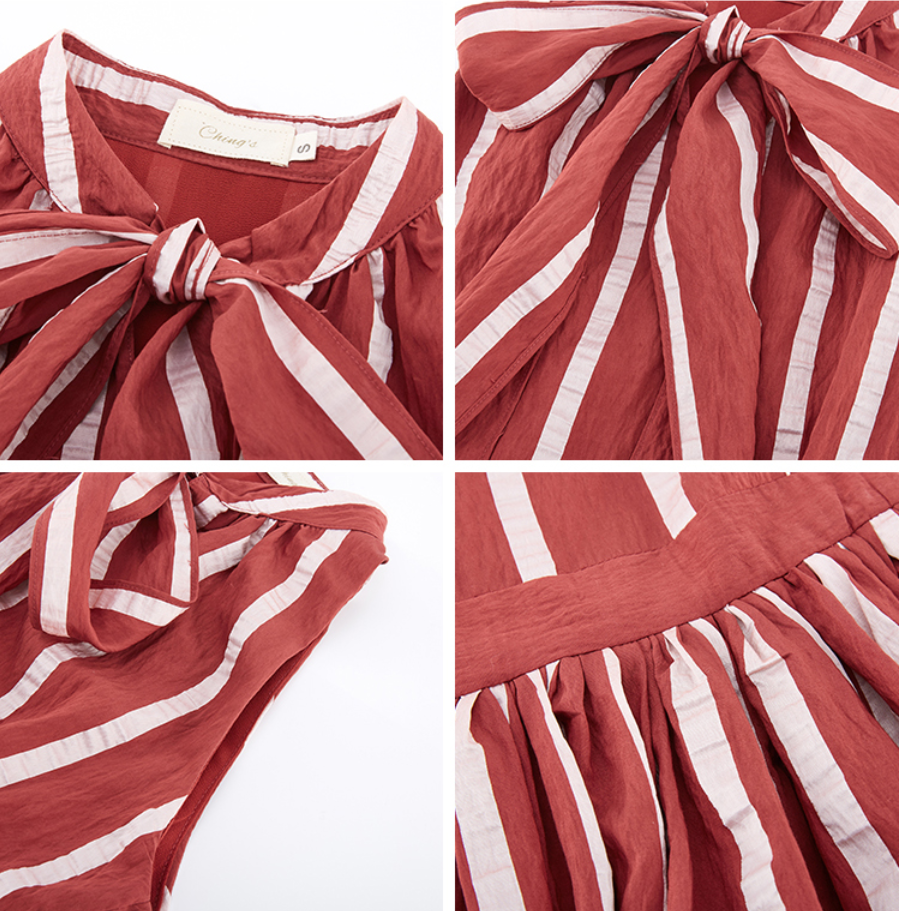 映画女優のレトロストライプワンピース