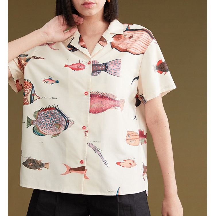 お魚図鑑ブラウス