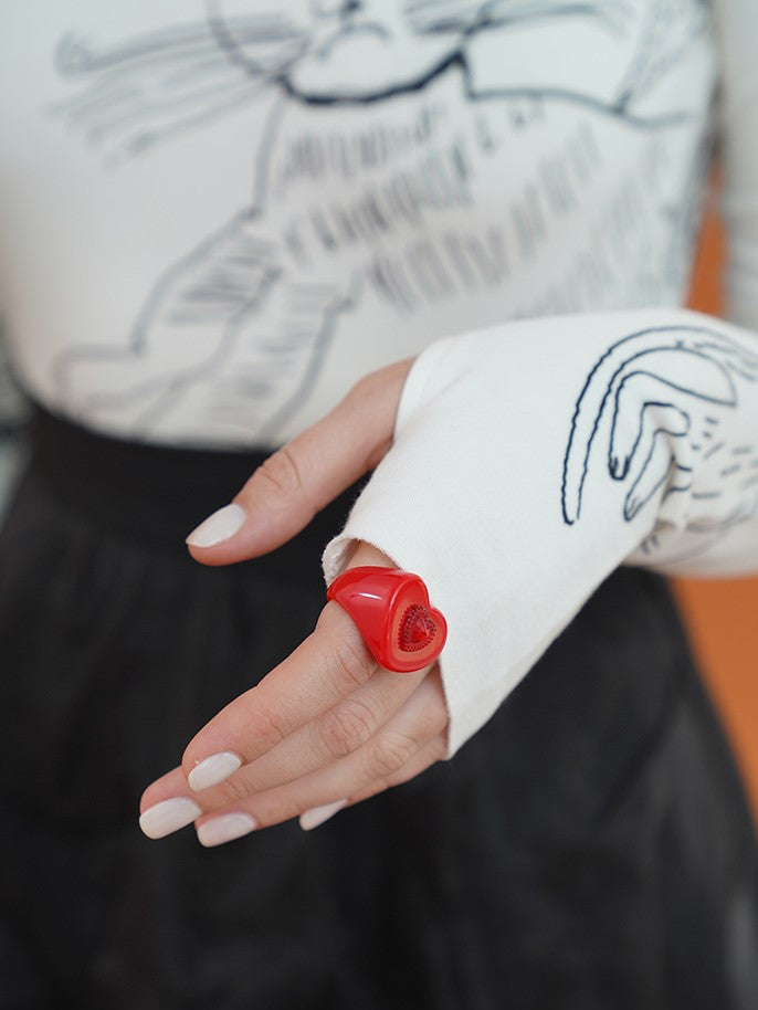 愛猫と天使の手描きアートスウェット