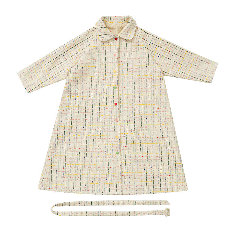 Rainbow woolen loose wide waisted wool coat