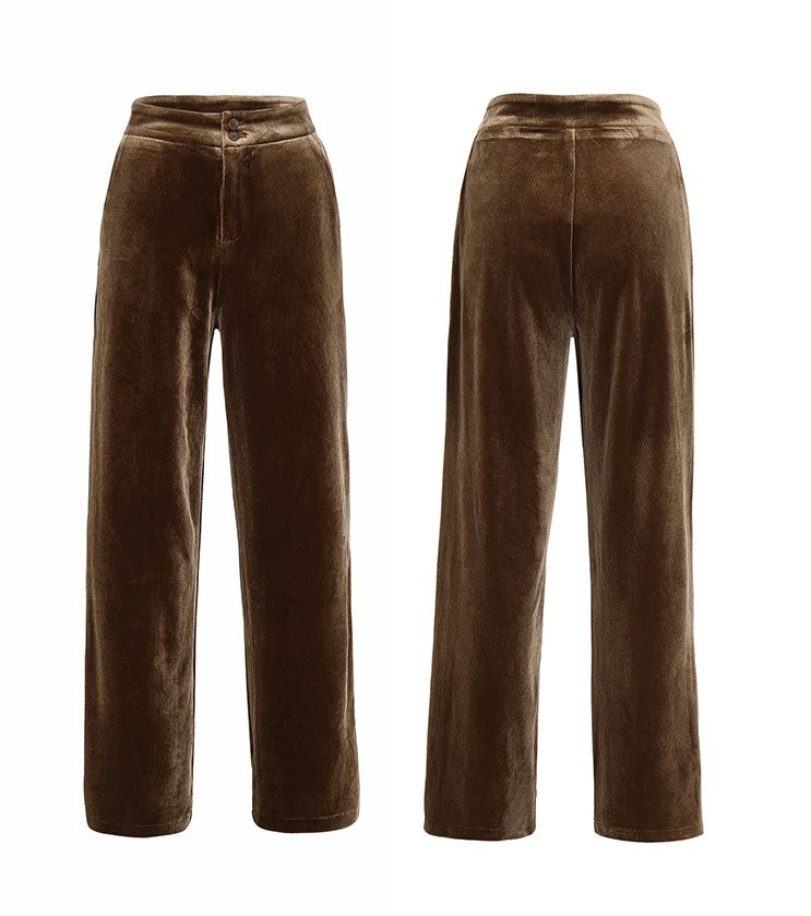 彩色ワイドレッグベロアパンツ