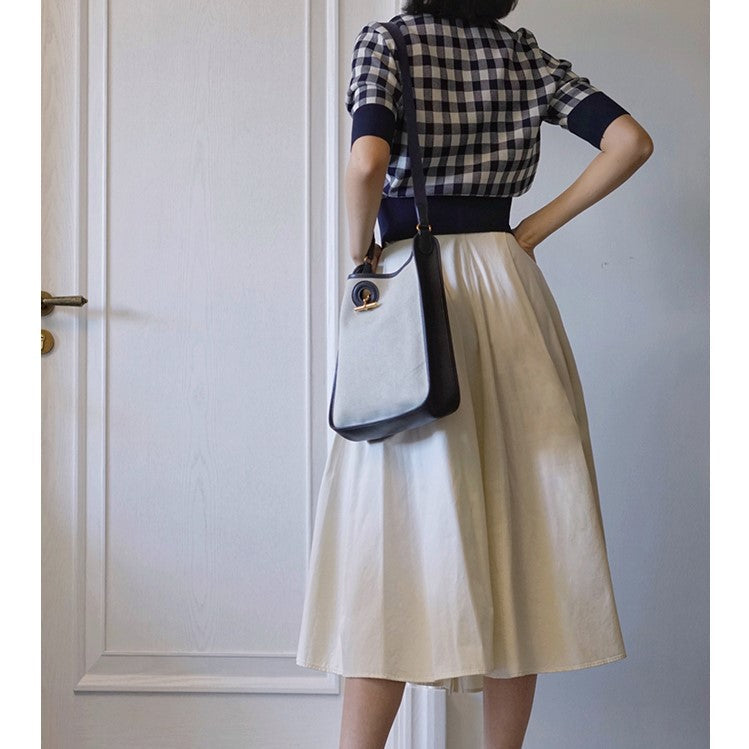 西洋夫人の格子縞フレンチニット