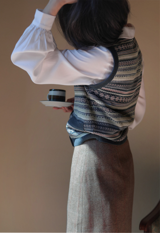 北欧フェアアイル模様ニットベスト