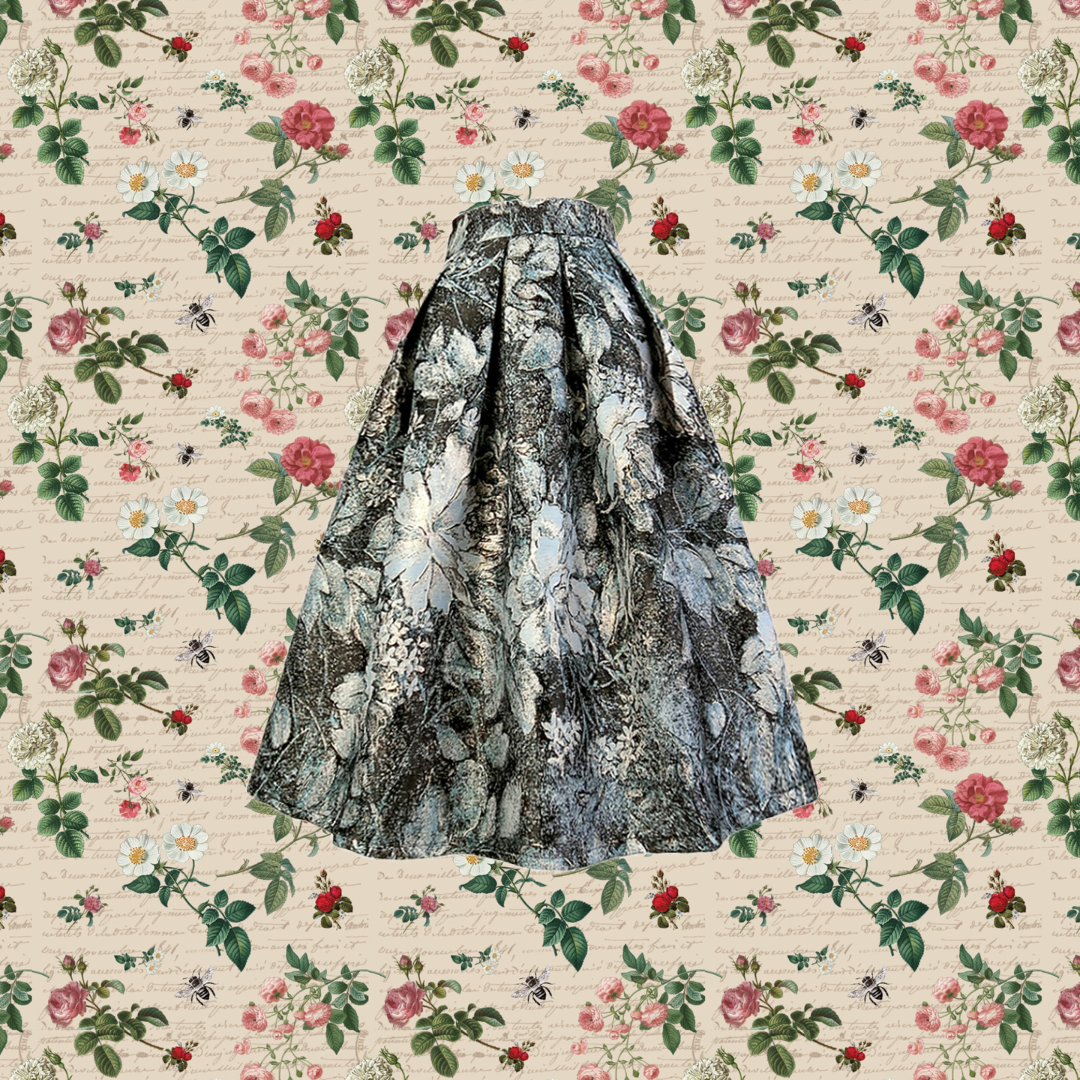 墨絵の花模様ヘップパーンスカート